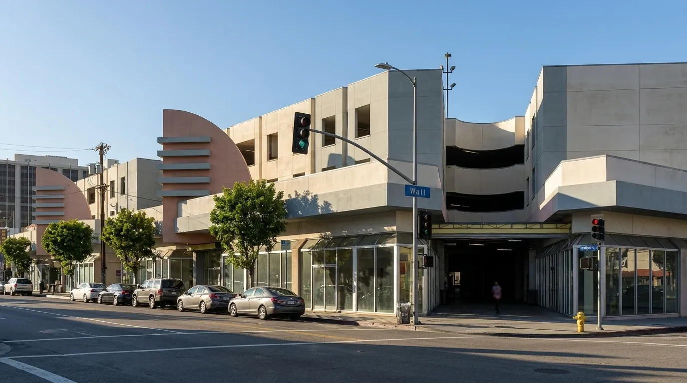 Sunset Boulevard storefronts in Silver Lake during a quiet mid-afternoon with parked cars and long shadows