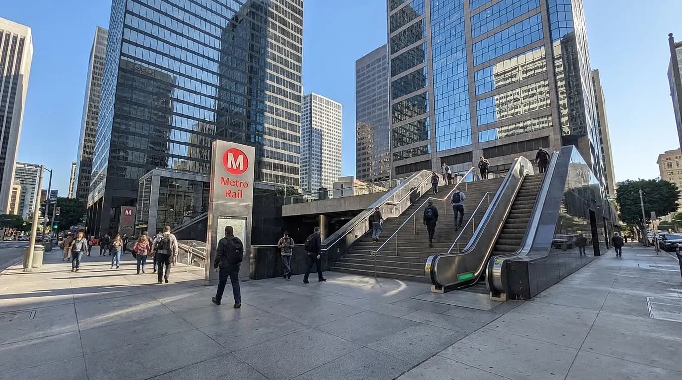 Entrance to 7th Street Metro Center station, two blocks from Jinya Ramen Bar in Downtown LA