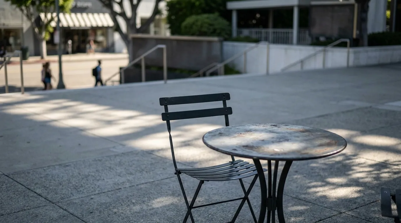Empty cafe table on Abbot Kinney Boulevard in Venice, California