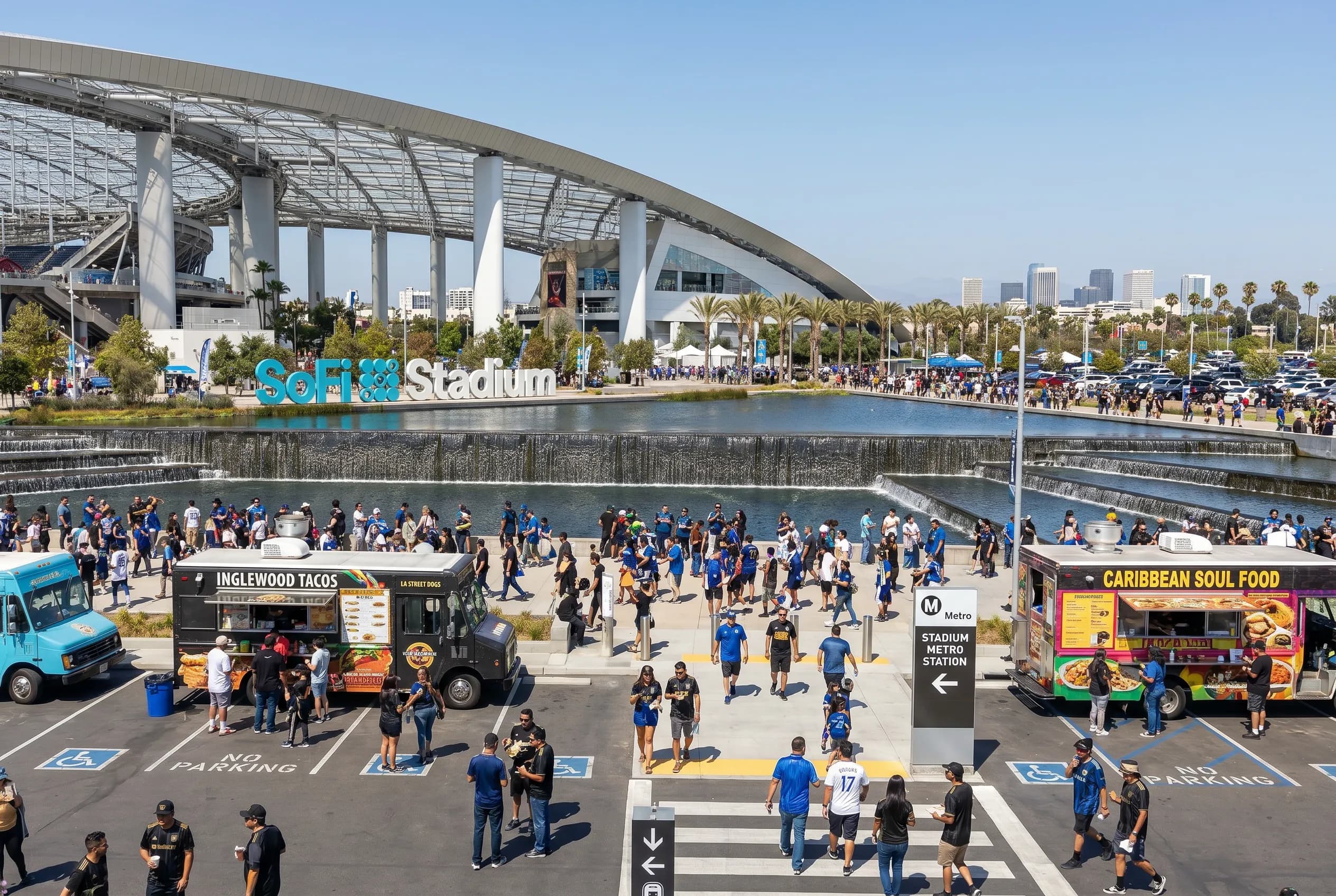 Bright World Cup match-day scene in Los Angeles · Inglewood.