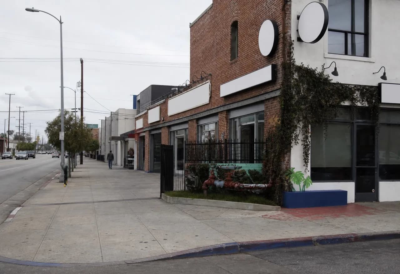 Western Avenue Los Angeles storefront block in afternoon sun