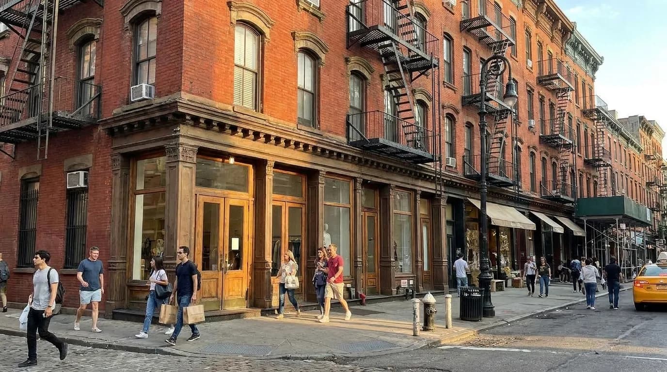Orchard Street in the Lower East Side showing historic storefronts and pedestrian traffic