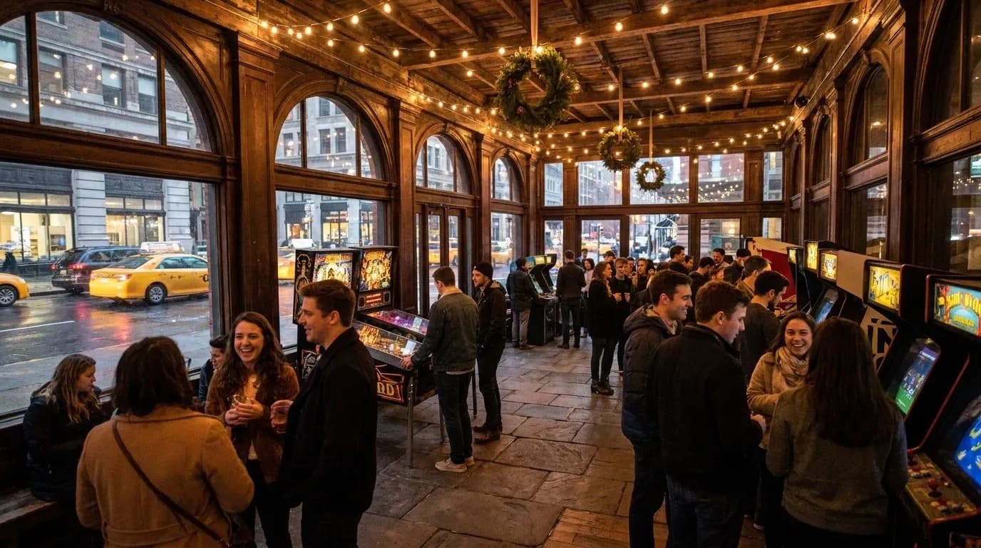 Cover scene for Low-Stakes Arcade Nights for New Yorkers Meeting New Friends