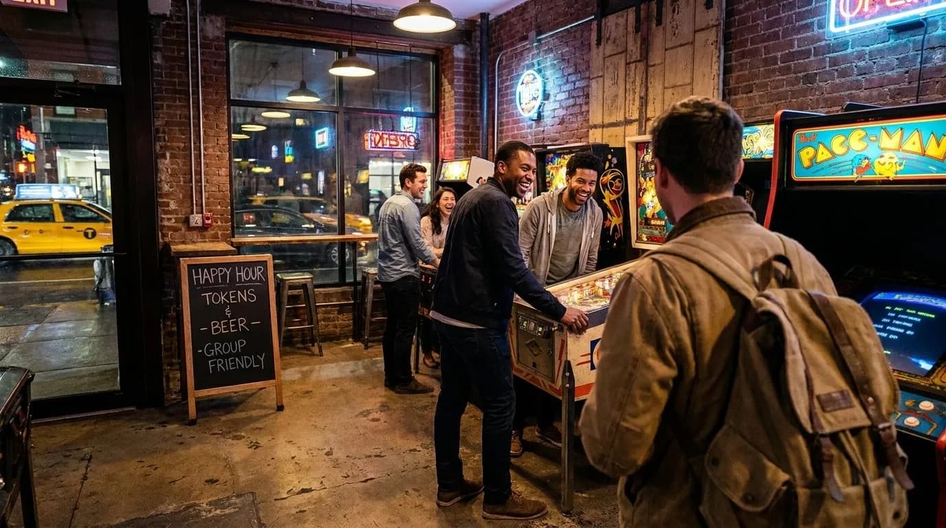 NYC experience scene for Low-Stakes Arcade Nights for New Yorkers Meeting New Friends