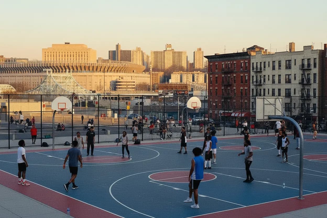 Cover scene for Macombs Dam Park Courts Before a Yankees Crowd Swallows the Blocks