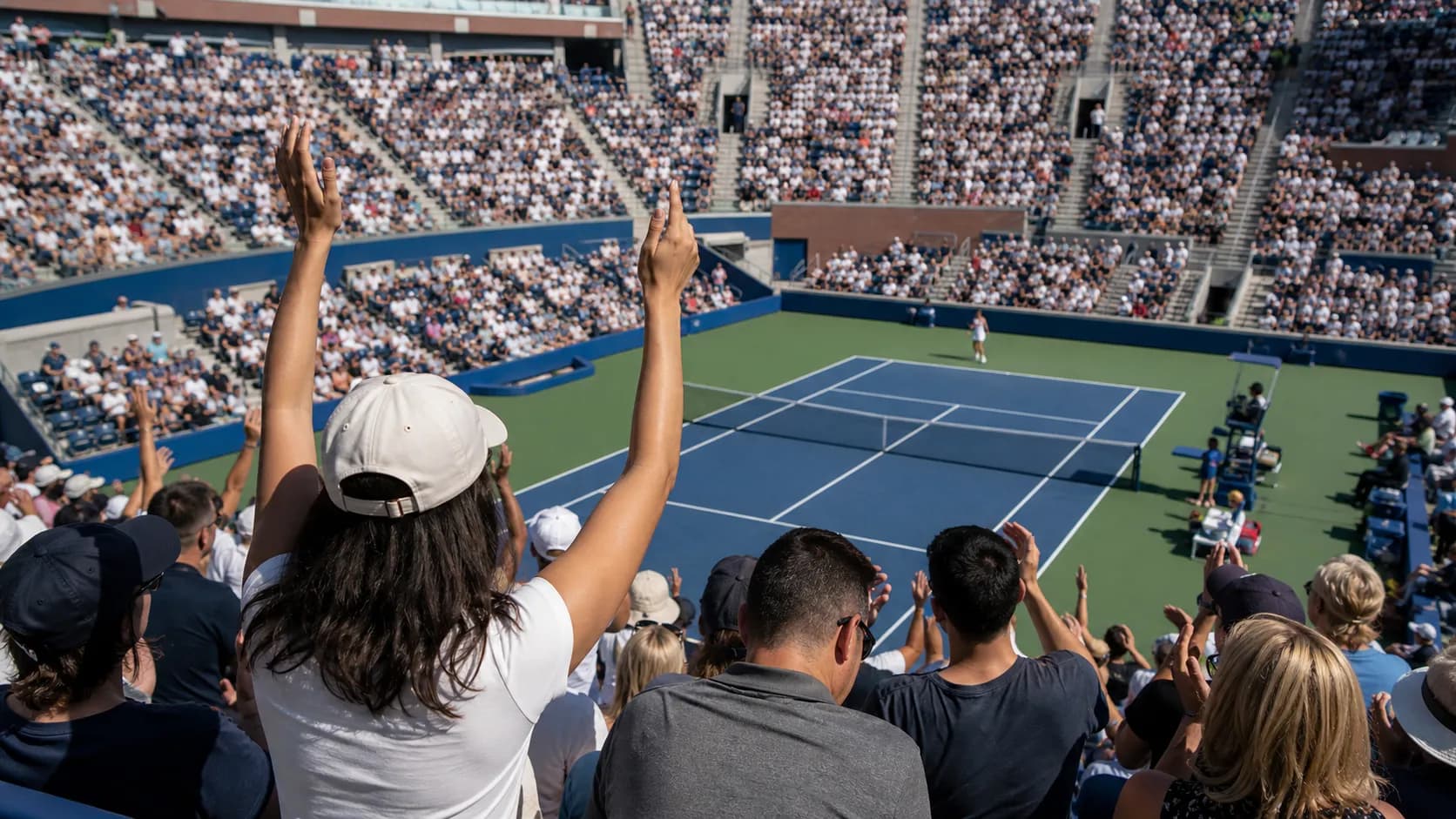 Bright US Open tennis atmosphere illustrating Madison Keys and the Forehand Formula for US Open Success.