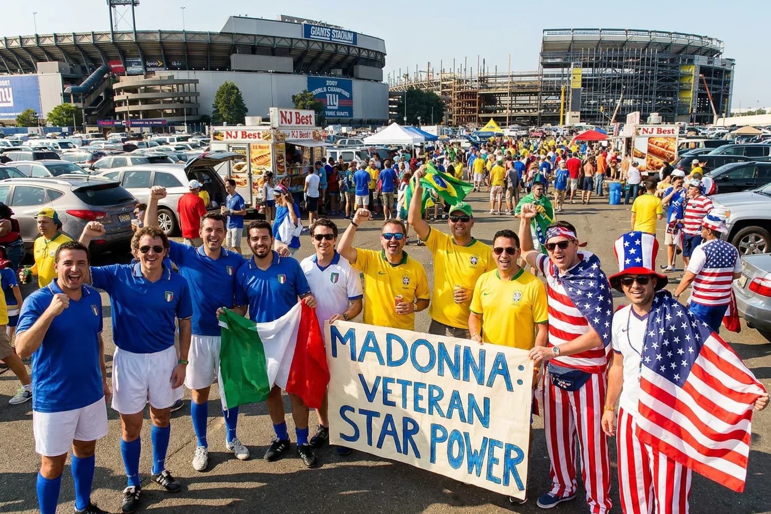 World Cup supporters navigating East Rutherford · New York City · North America during match day.