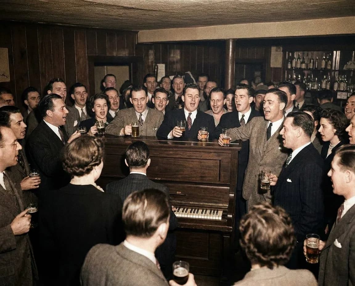 Marie's Crisis piano bar when the Sunday matinee crowd spills in