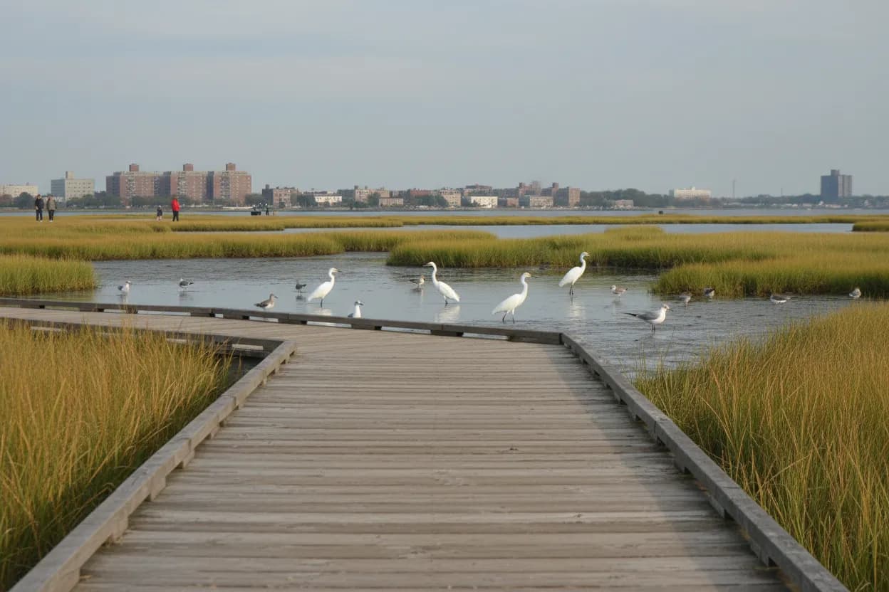 Cover scene for Marine Park Salt Marsh After Rain: A Flat Birding Reset With Boardwalk Math