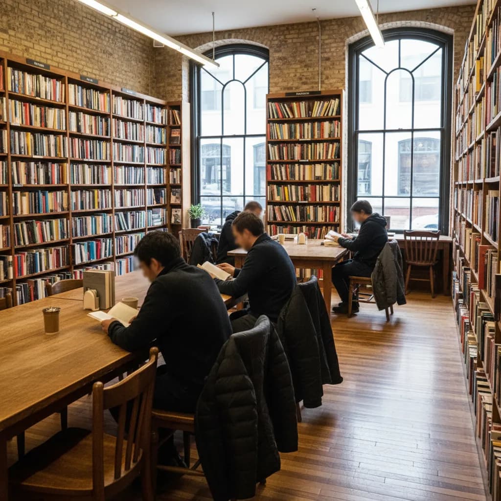 Editorial-style detail scene for McNally Jackson Seaport in New York.