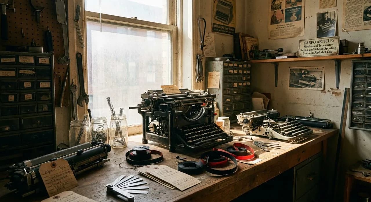 Mechanical Typewriter Repair and Ribbon Spooling Studio in Alphabet City