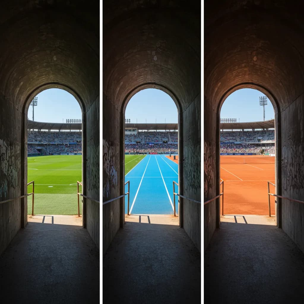 Three colored jerseys laid flat on concrete in dramatic lighting