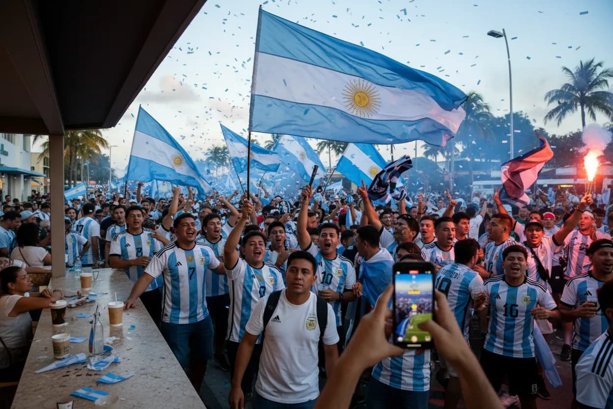 Argentina supporters using a public route in Miami