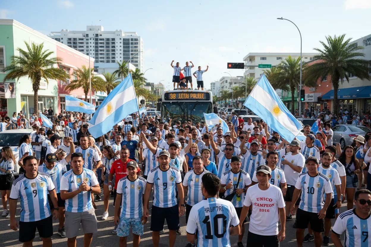 Bright public fan atmosphere for Argentina in Miami