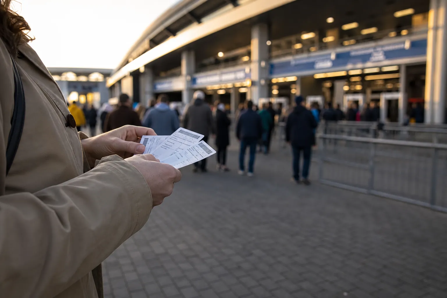 A bright practical scene for metlife final gate opening entry queues and seating timing.