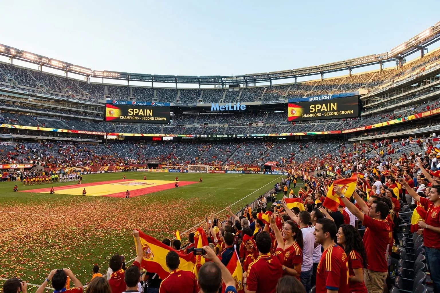 Bright World Cup match-day scene in East Rutherford · New York City · North America.