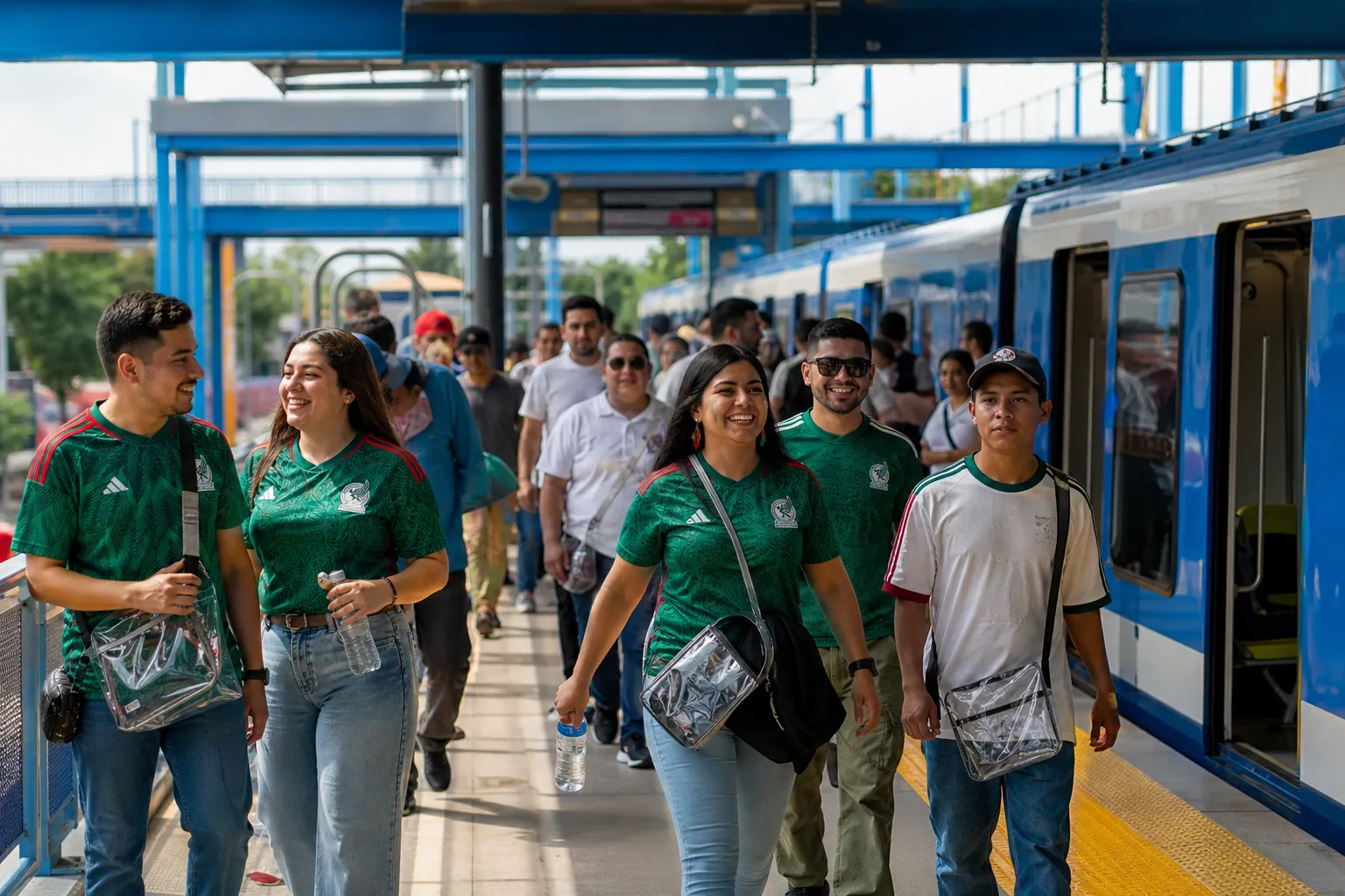Mexico City fans using Metro for a World Cup stadium day