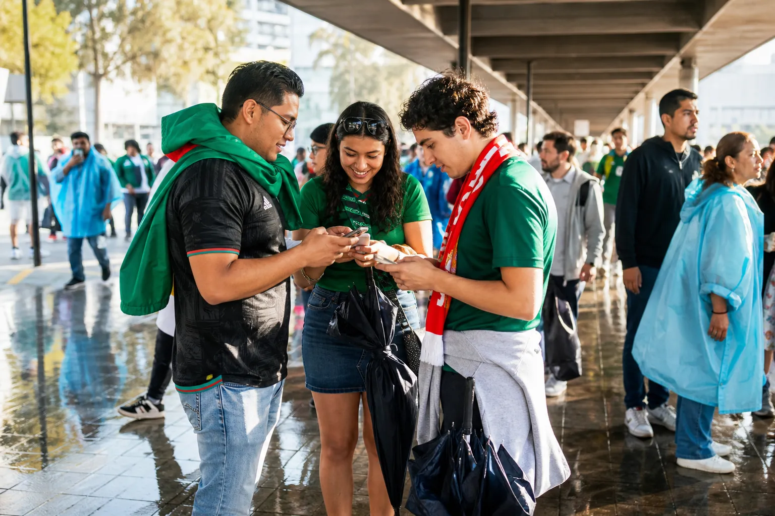 Mexico City fans choosing a calm post-match light rail or Metro exit
