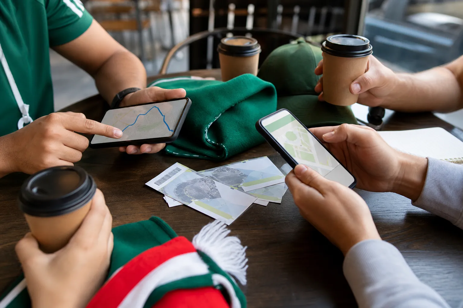 Mexico fans checking official next-match information in a bright public space