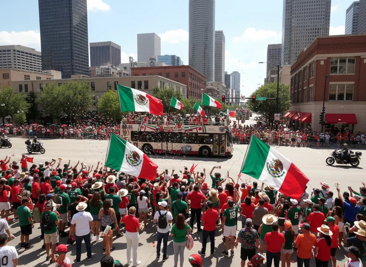 Bright public fan atmosphere for Mexico in Houston