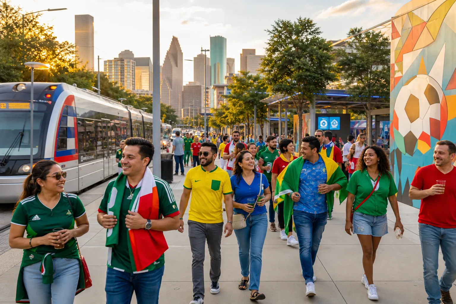 Houston World Cup fan route arrival scene