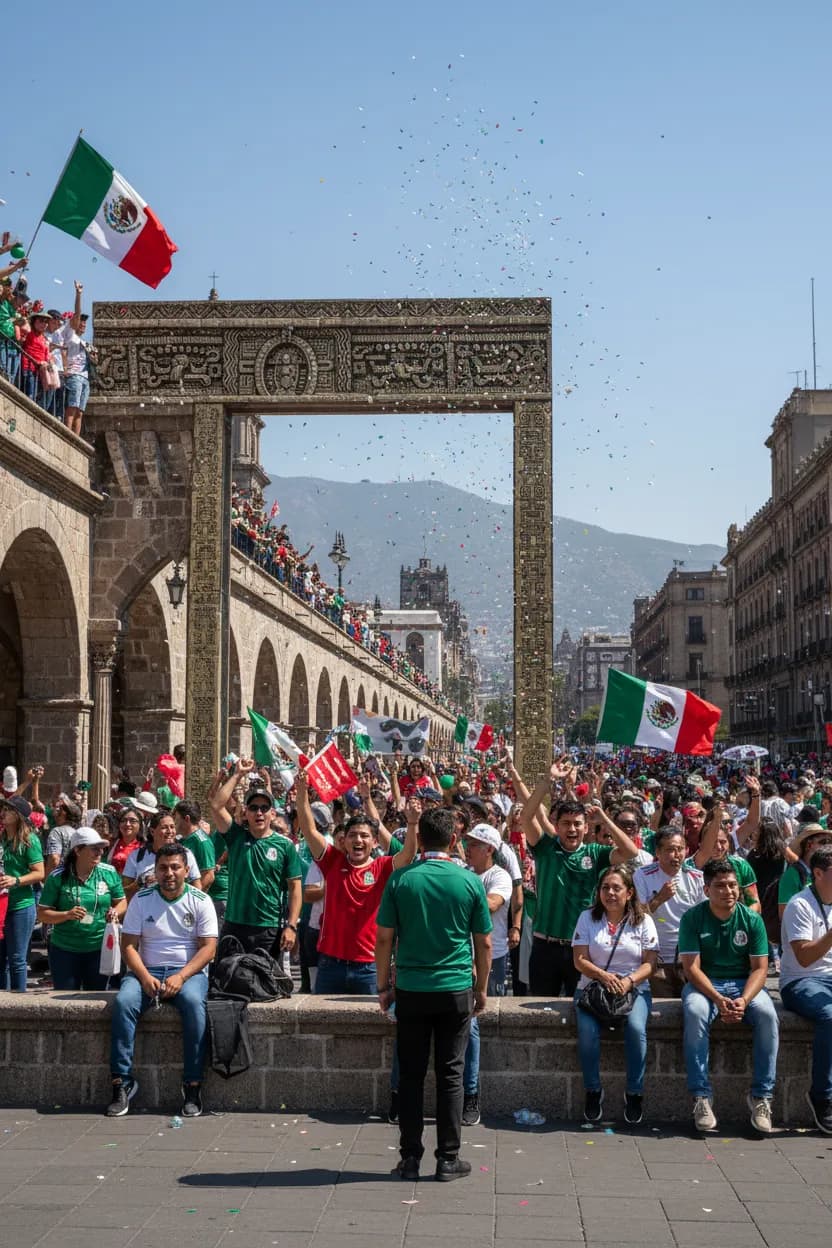 CDMX public football fan route with Mexico shirts and food stops