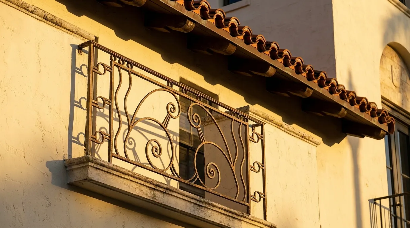 Mediterranean Revival architecture detail on Miracle Mile in Coral Gables, Miami
