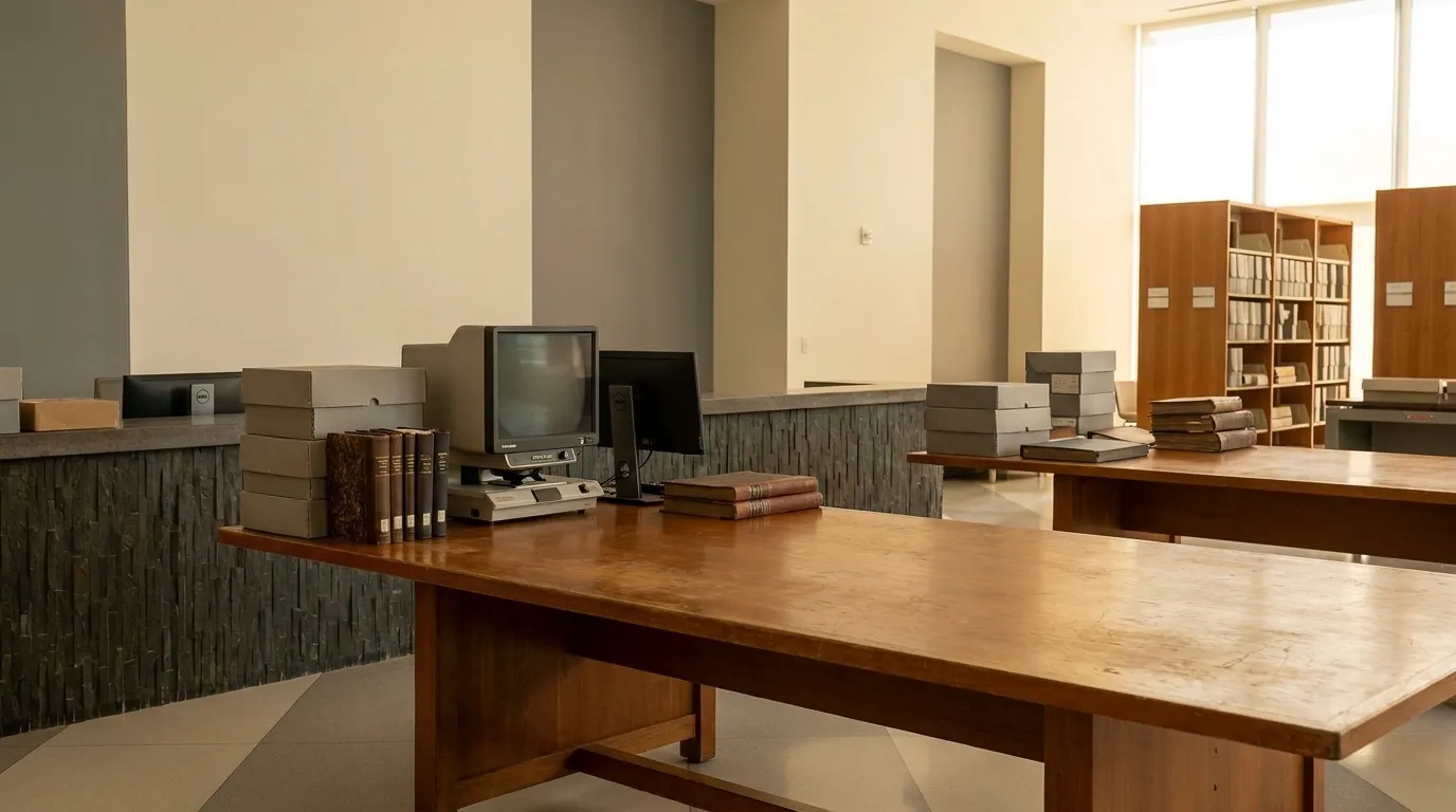 Interior of HistoryMiami Museum research library, where visitors can access archival records and photographs documenting the city's restaurant history