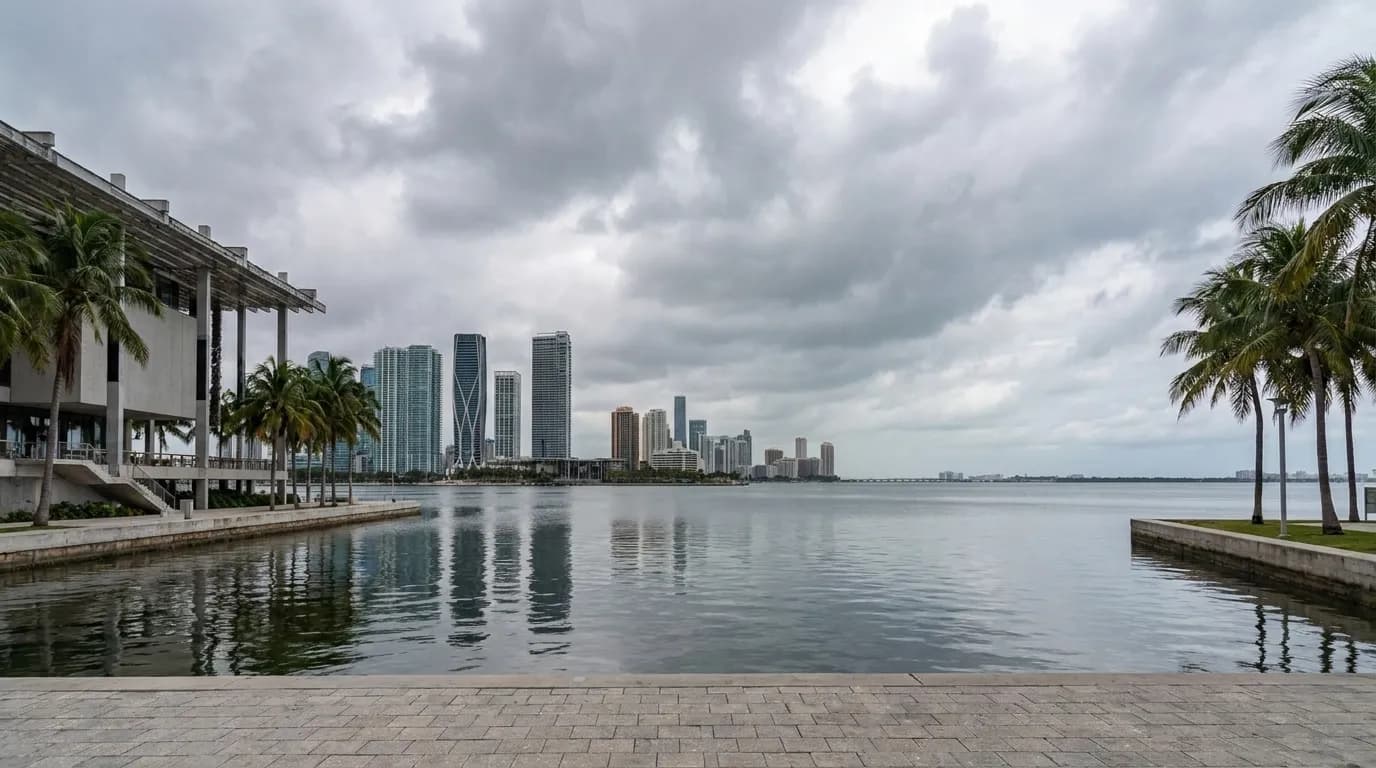 View across Biscayne Bay from Museum Park in Downtown Miami
