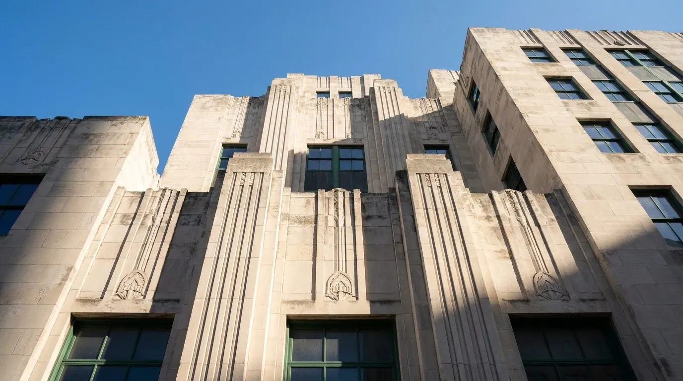 Art Deco architectural detail on the Bass Museum exterior in Miami Beach