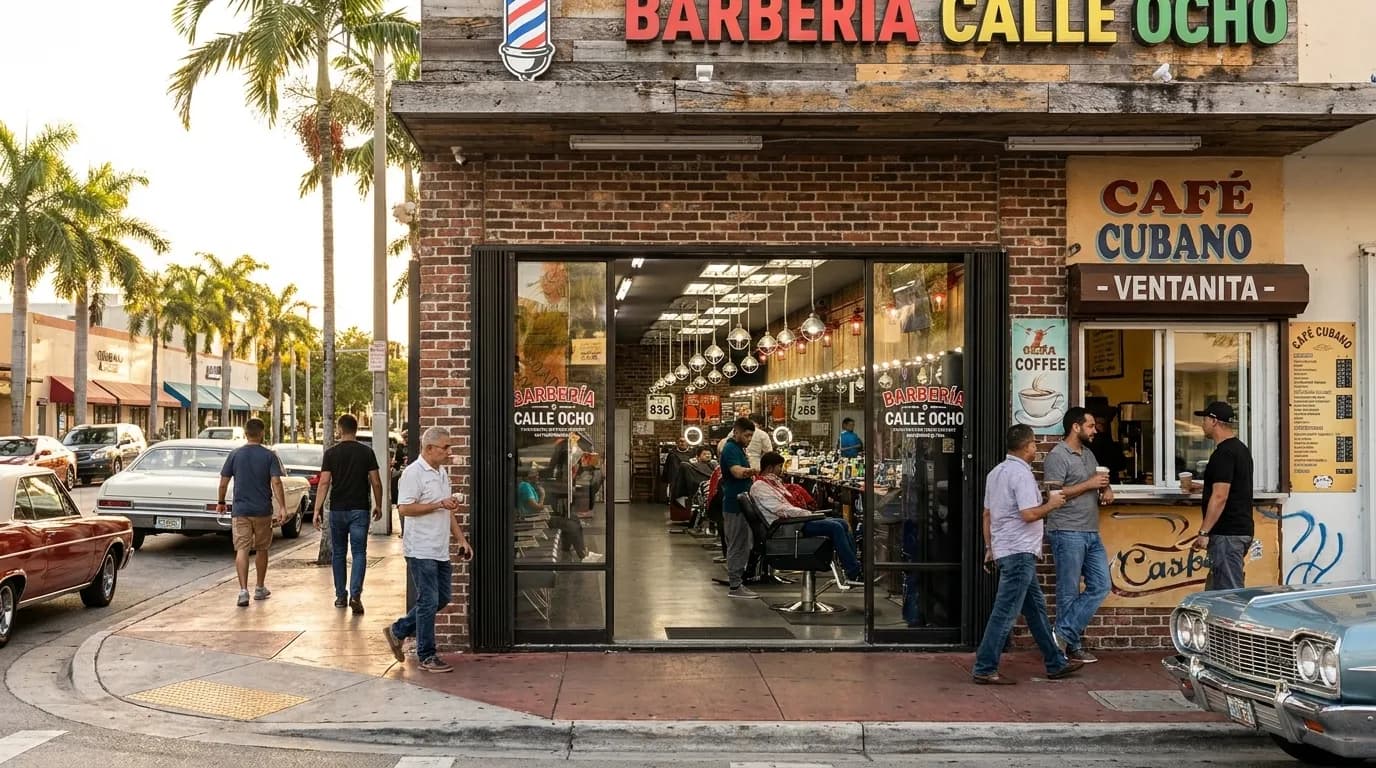Calle Ocho street scene in Little Havana Miami