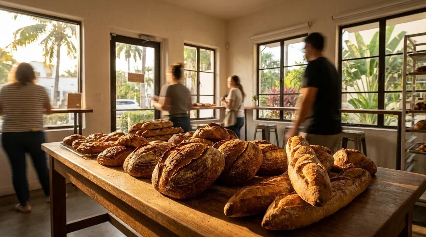 Rustic sourdough loaves and pastries at Zak the Baker