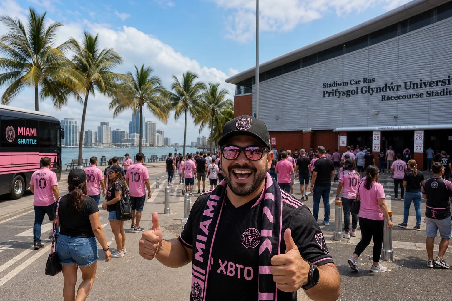 Bright World Cup match-day scene in Atlanta · Miami · New York.