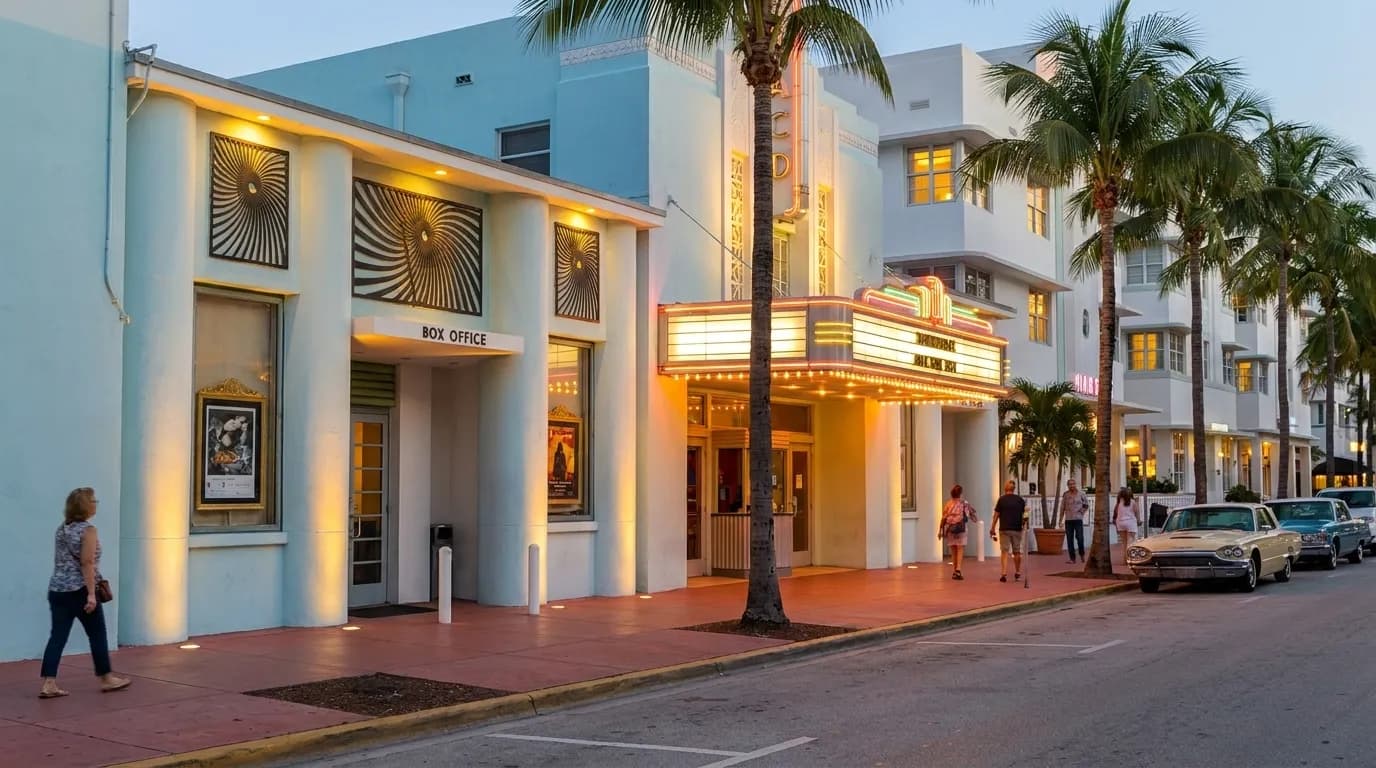 The Fillmore Miami Beach theater facade on Washington Avenue