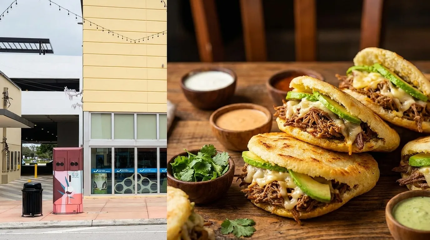 Traditional Venezuelan arepas filled with various ingredients on a plate