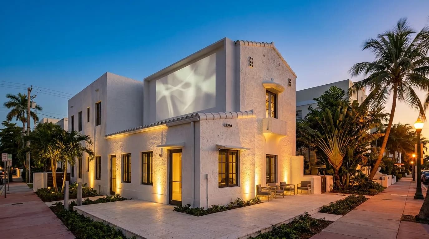 New World Symphony building exterior with projection wall in Miami Beach