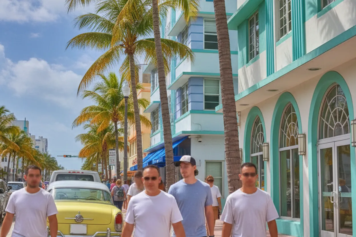 Miami experience scene for Explore Miami's Historic Art Deco District, a Favorite of Emmy Rossum
