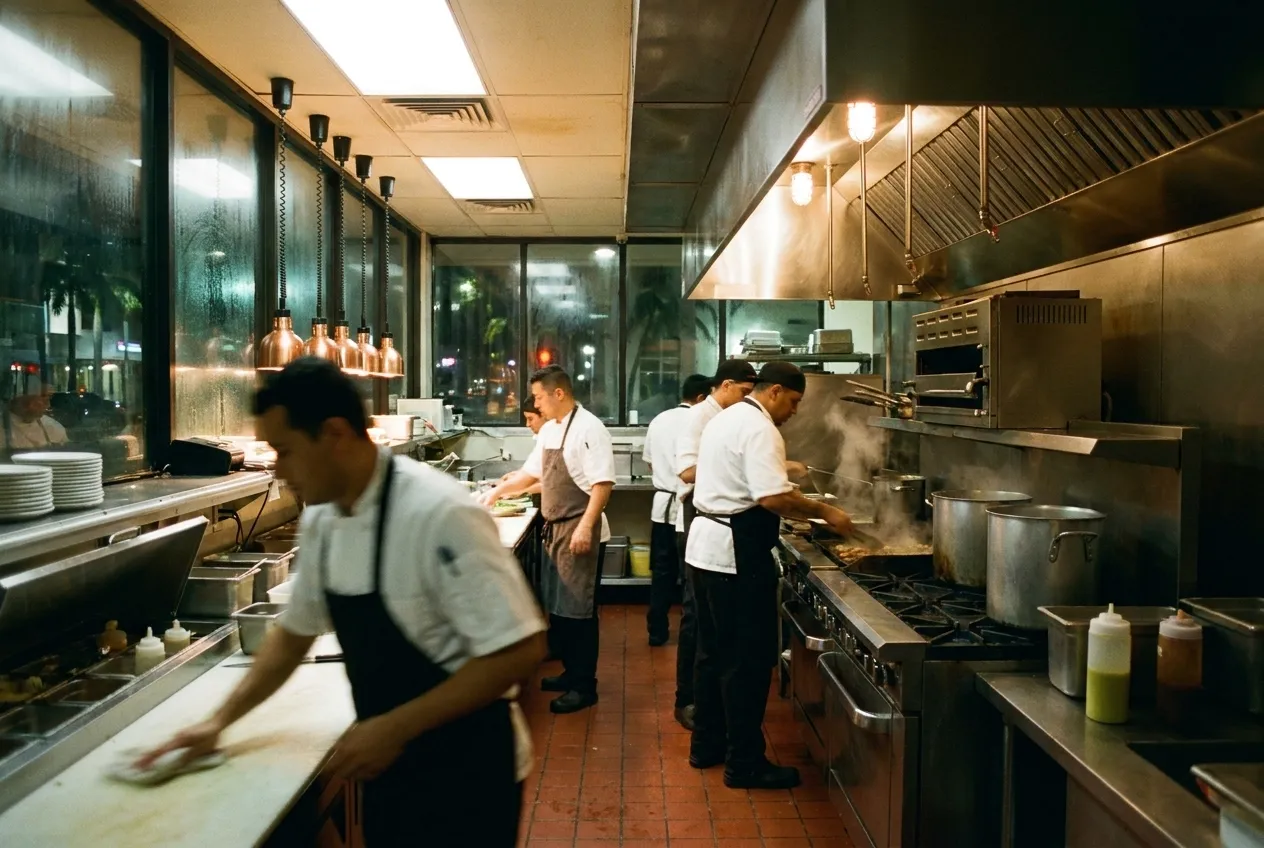 A kitchen still working long after most of the city has stopped