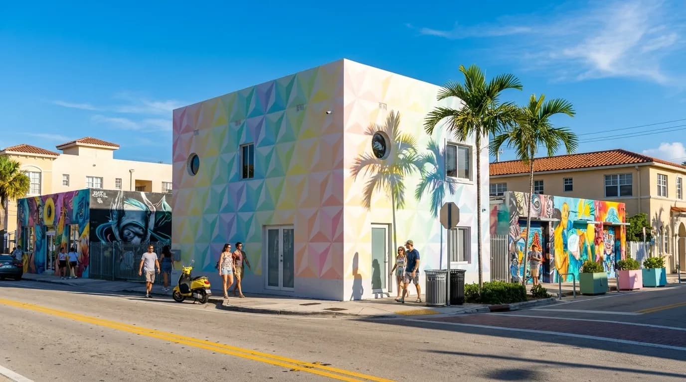 Colorful street art murals in Miami's Wynwood neighborhood