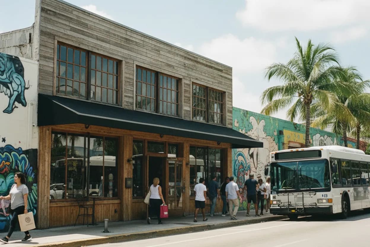 Cover scene for Miami cafes for discussing tesla stock performance and market trends