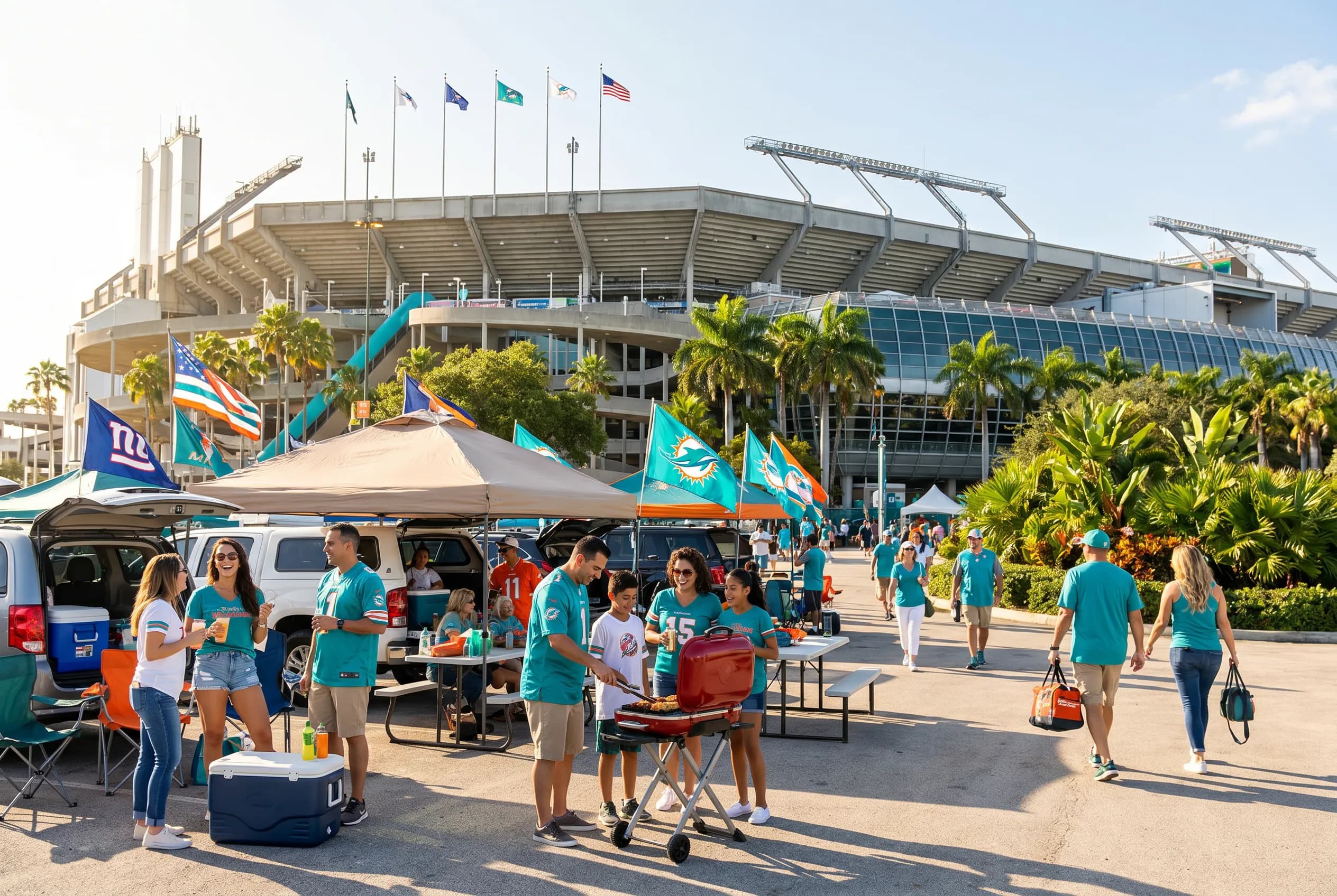 World Cup supporters navigating Miami during match day.