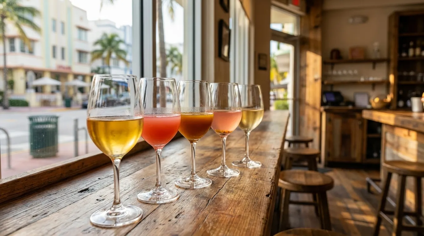 Tropical fruit wines in tasting glasses at Schnebly Redland's Winery