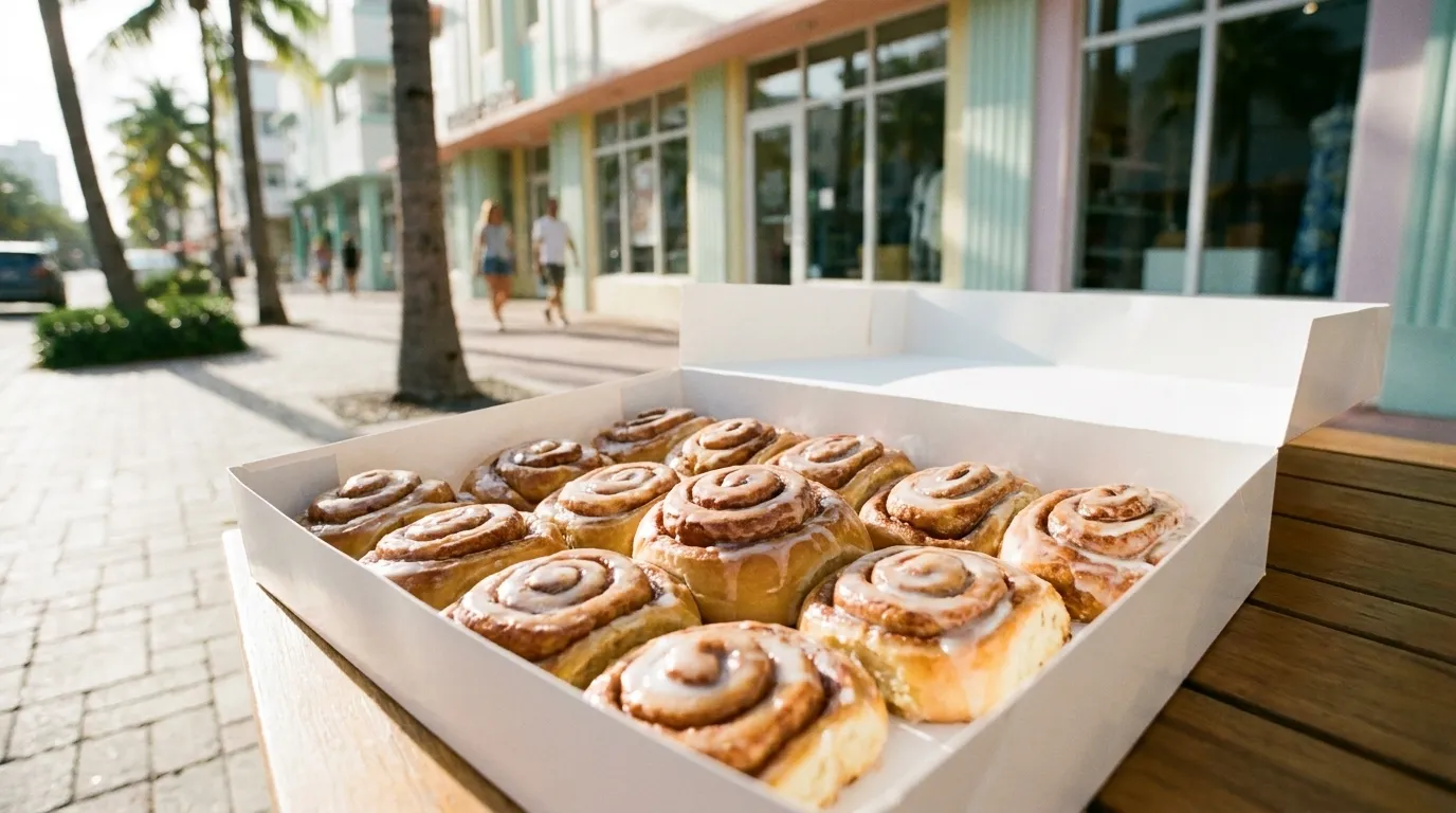 Fresh cinnamon rolls from Knaus Berry Farm