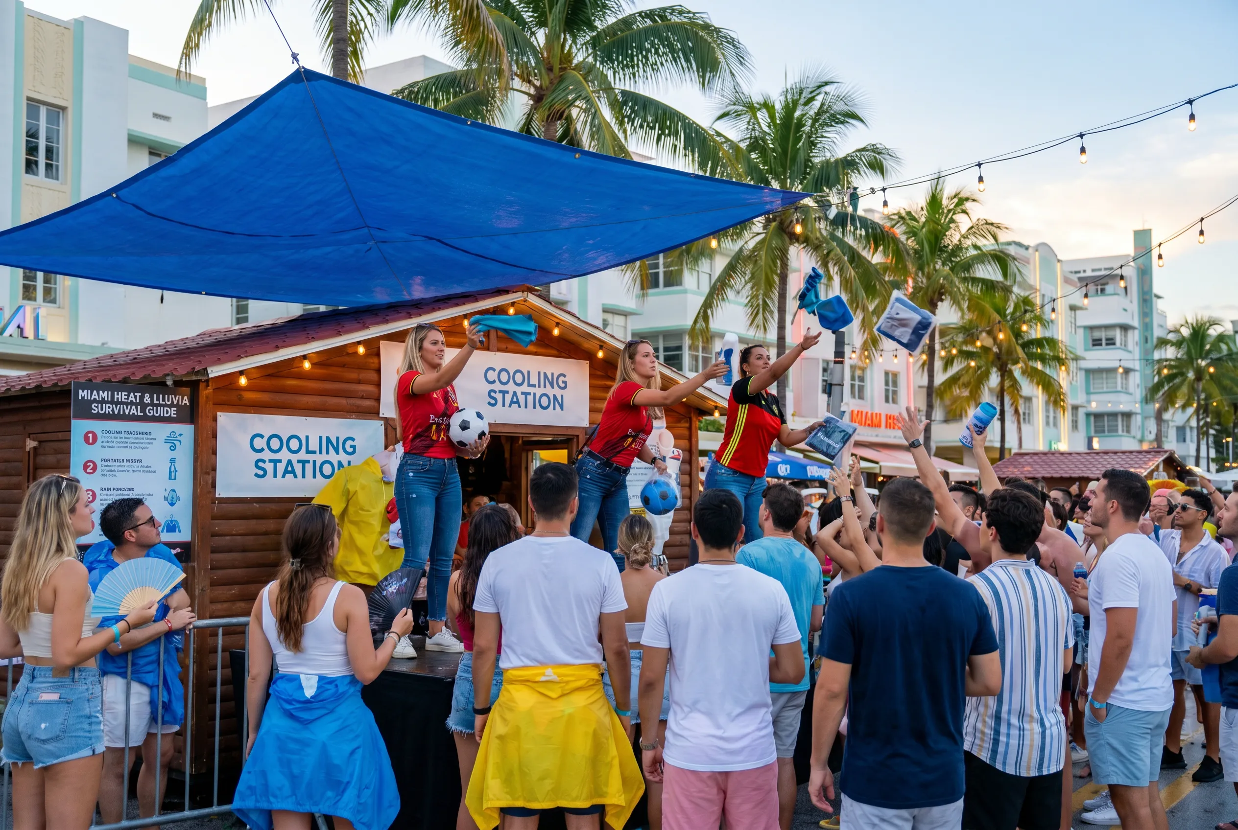Bright World Cup match-day scene in Miami.