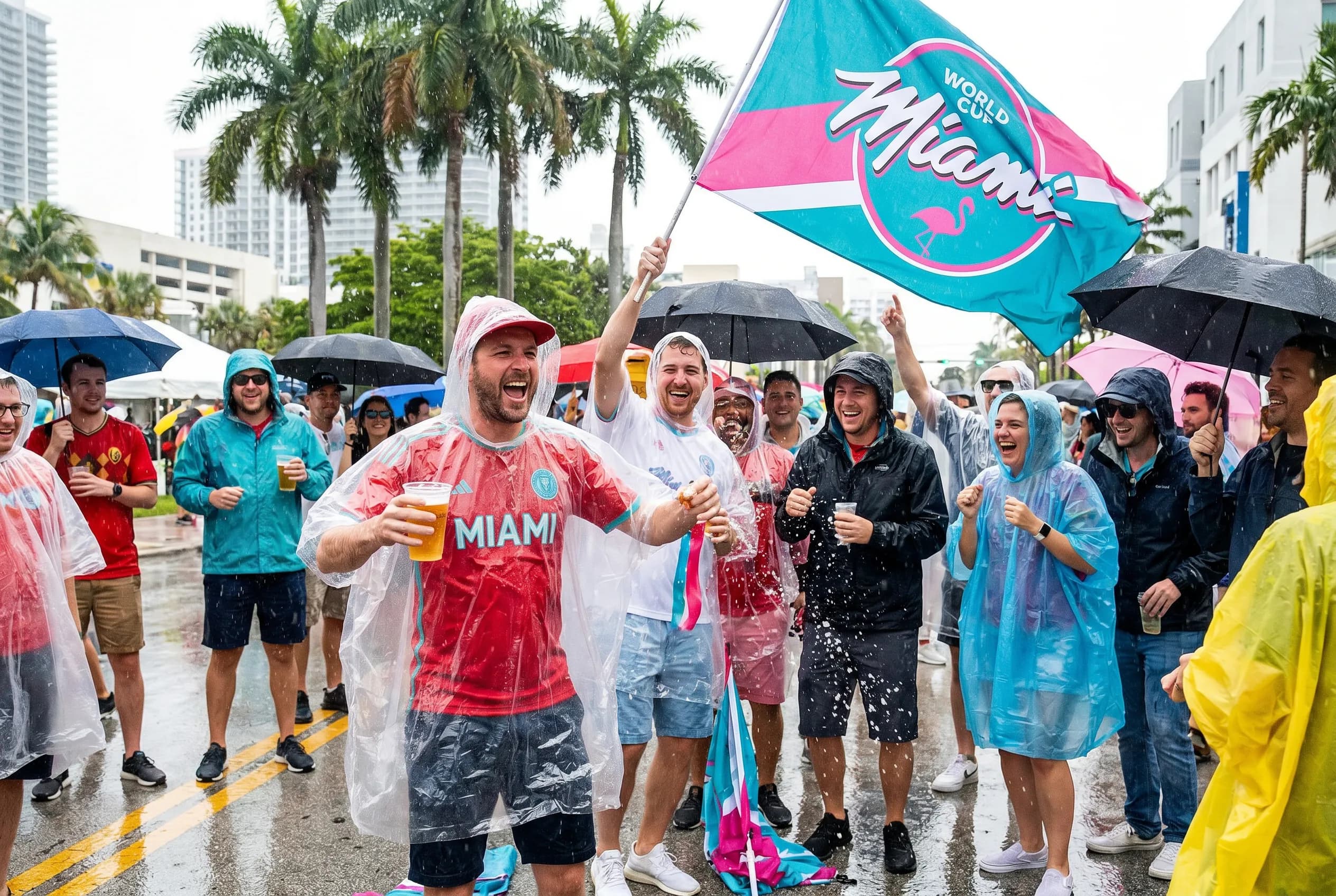 World Cup supporters navigating Miami during match day.
