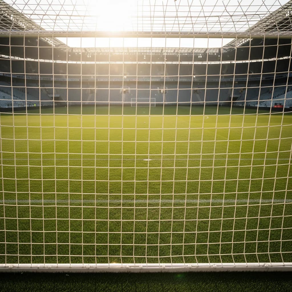 A goal mouth view from behind the net shows the six-yard box where Oyarzabal scores