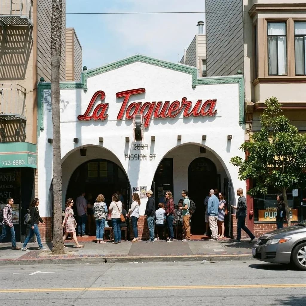 Mission District street scene near La Taqueria in San Francisco