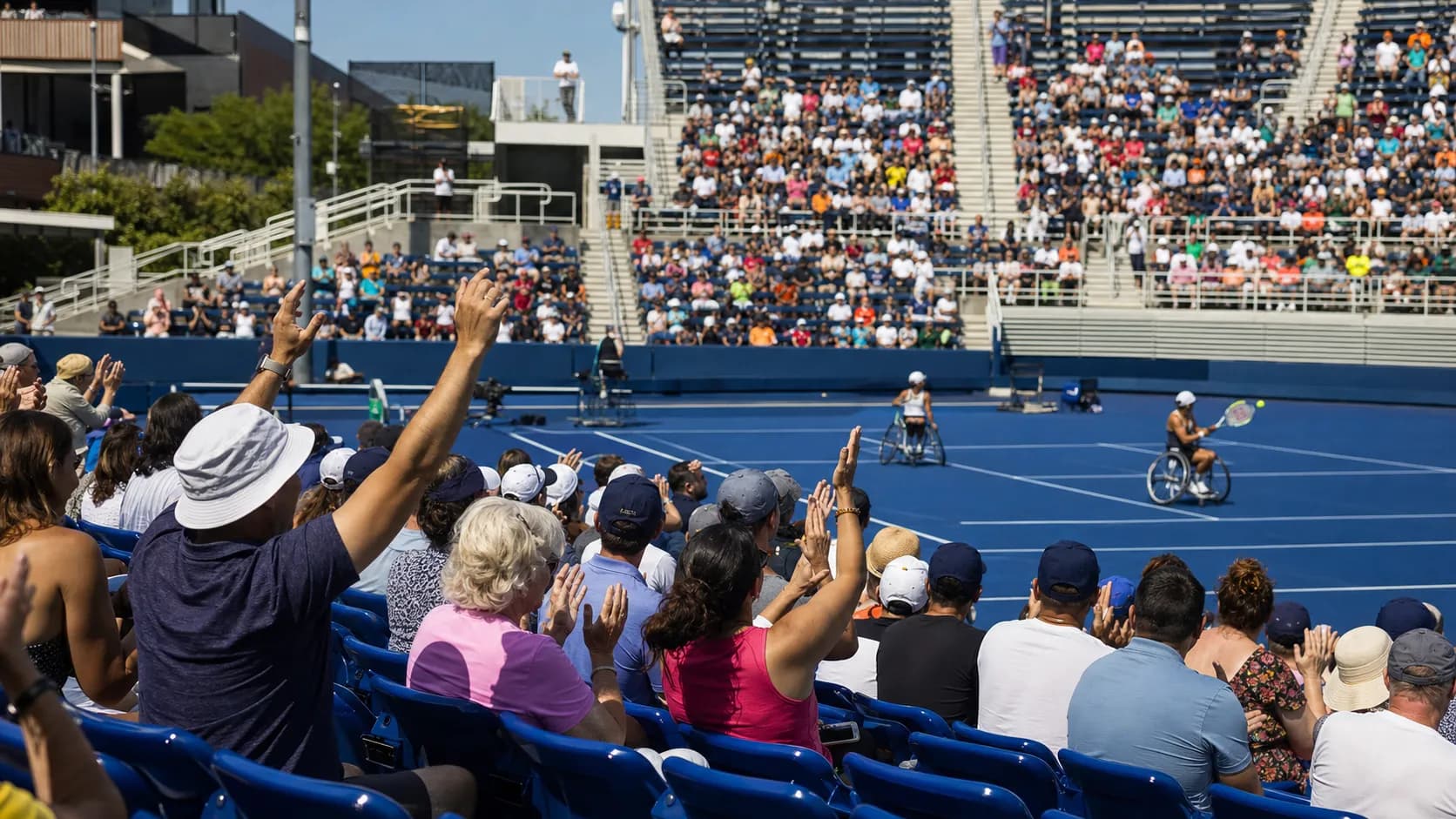 Bright US Open tennis atmosphere illustrating Mixed Doubles at the US Open: Format and Fan Guide.