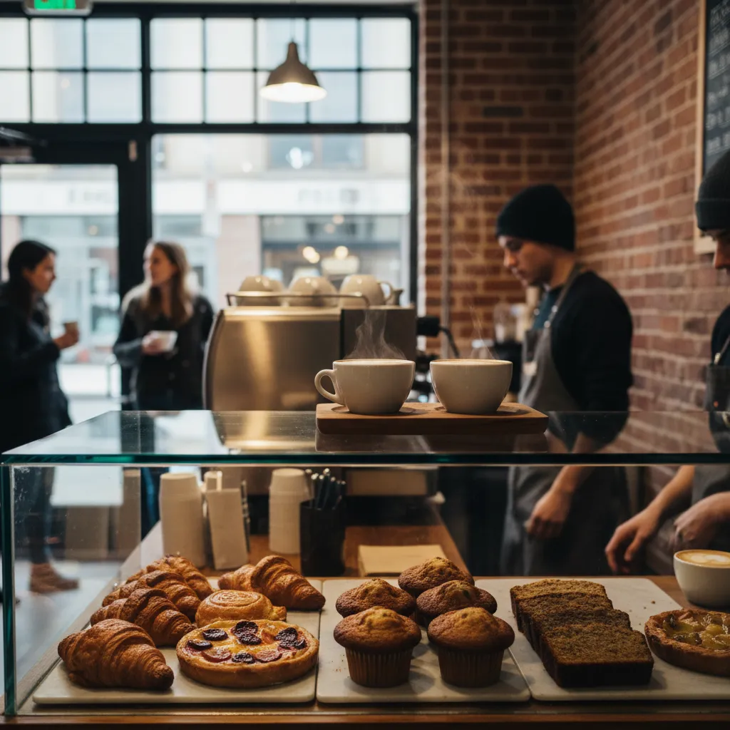 Editorial-style detail scene for Moa Coffee Astoria in New York.