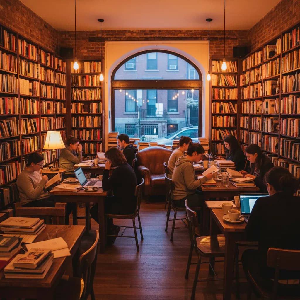 Editorial-style detail scene for Molasses Books in New York.